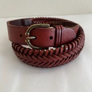 Ariat Leather Belt Mens S Brown Western Woven Braided Casual Dress Brass Buckle